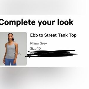 Lululemon Ebb to the street tank- size 10